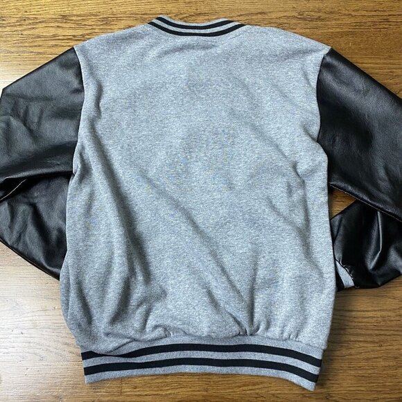 Original Deluxe Letterman Varsity Jacket Unisex L Rose Patch Cali Faux Leather - Picture 4 of 14